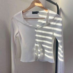 Two-way zip ribbed long sleeve